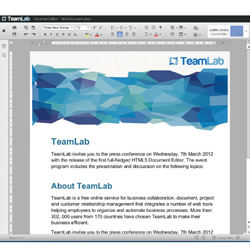 TeamLab Introduces the First HTML-5 Document Editor at CeBIT 2012