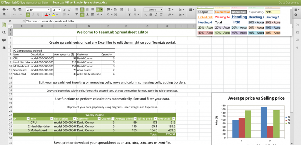 teamlab spreadsheet