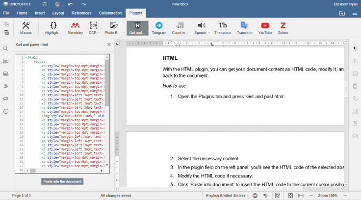 Meet new plugins for ONLYOFFICE Docs: Telegram, HTML and Word counter