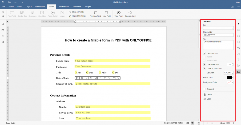 Omo Crear Un Formulario En Pdf Editable Blog De Onlyoffice