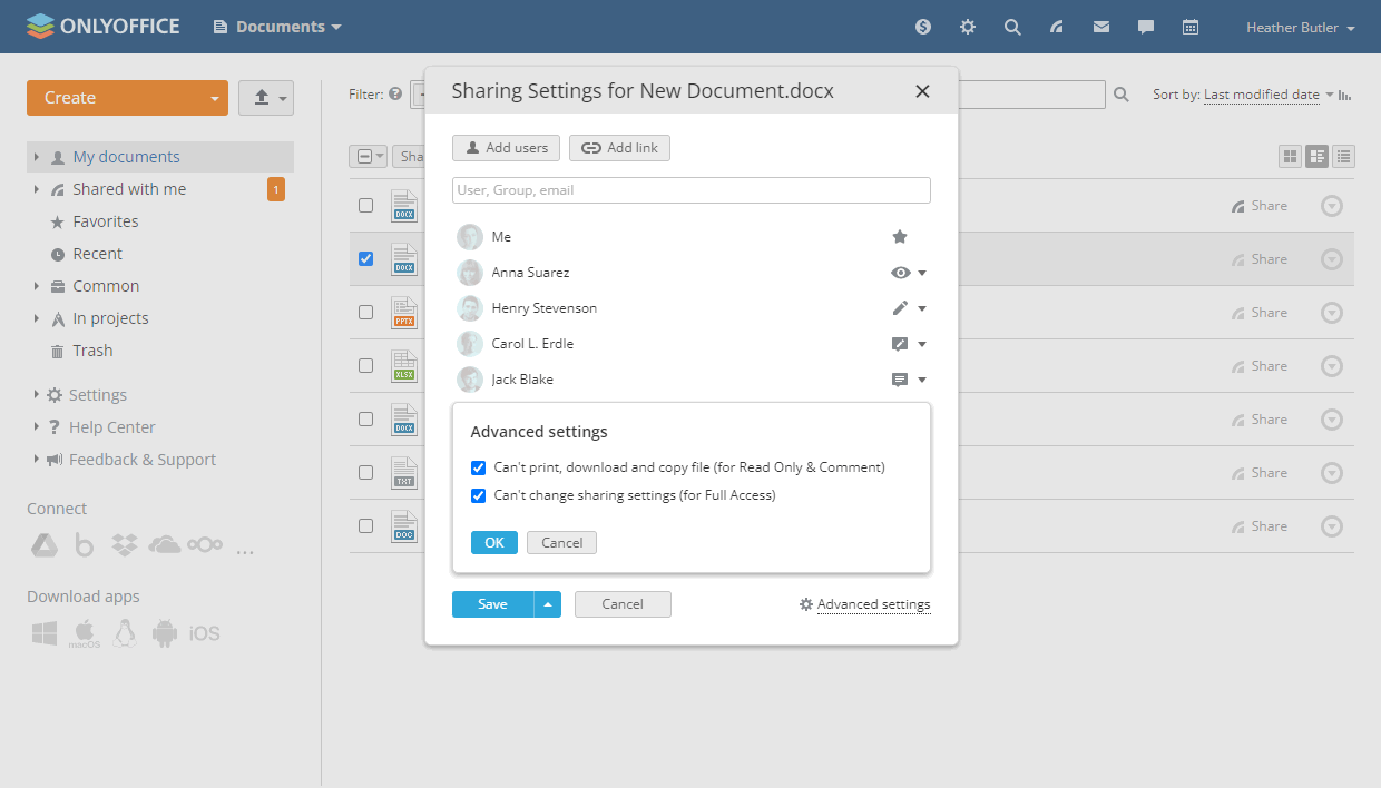 ONLYOFFICE Workspace 12.0: novas opções de compartilhamento, IMAP, servidor WebDAV, livro de endereços CardDav, e mais