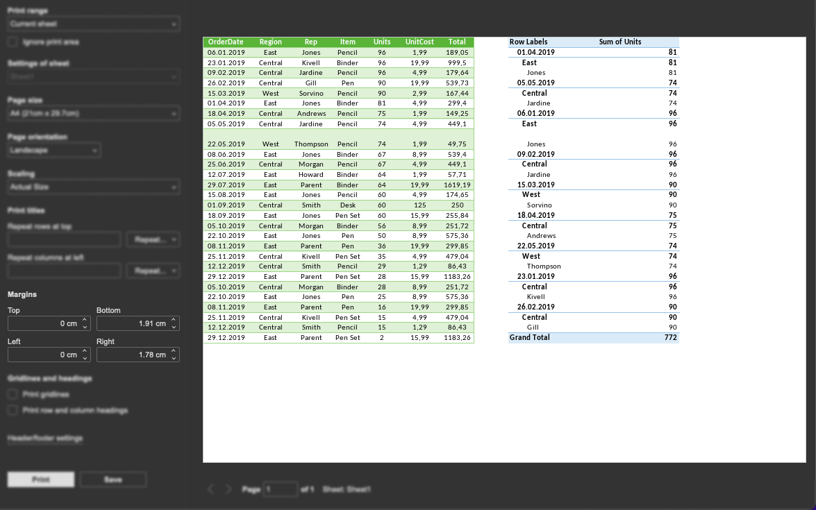 All about print preview in Excel sheets