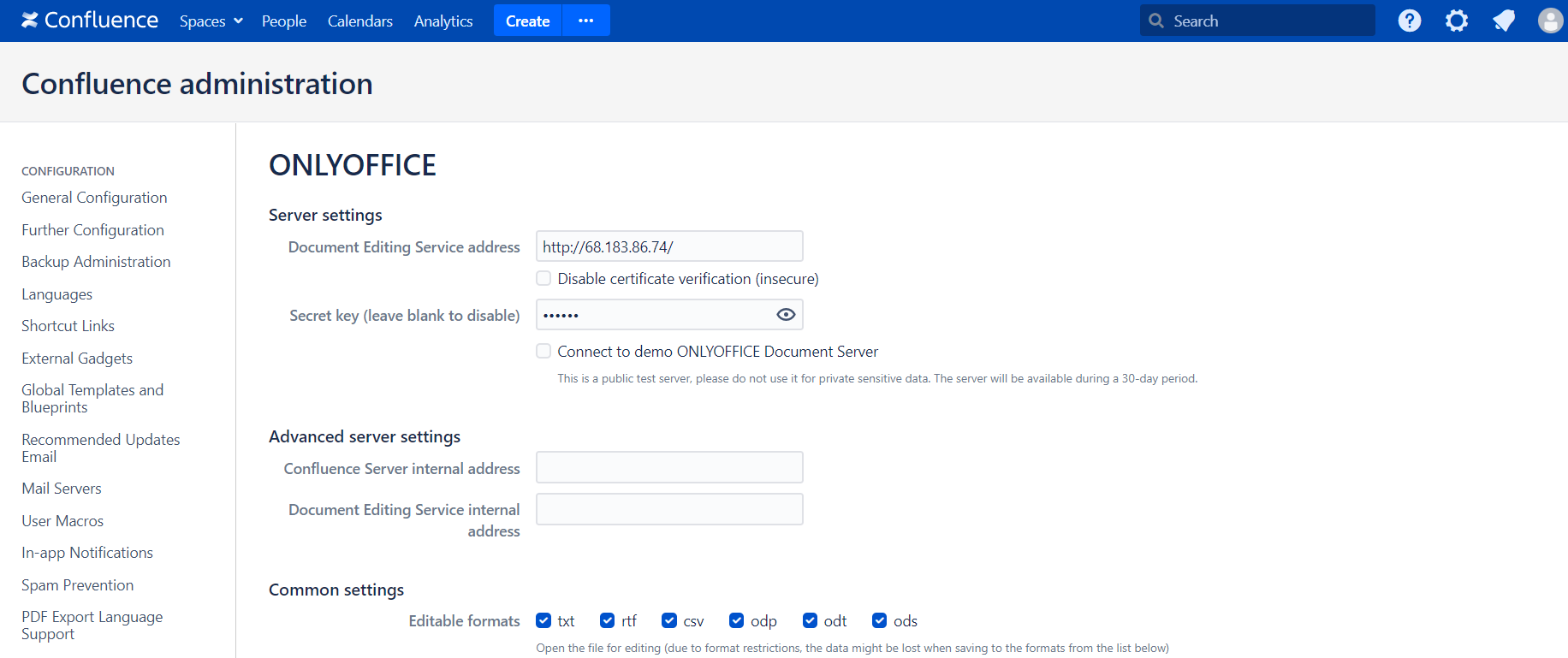 Conector de ONLYOFFICE v4.0 para Confluence: historial de versiones, ajustes de verificación de certificados, Forzar Guardar, edición de formatos no OXML y más