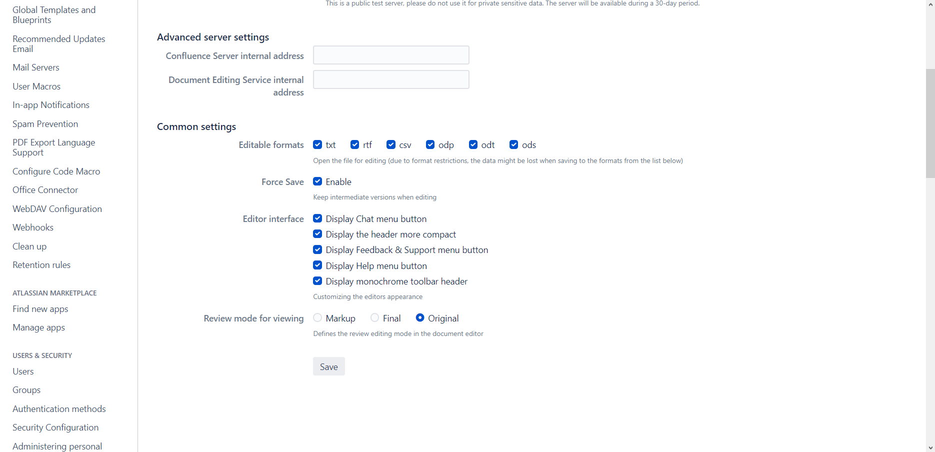 Conector ONLYOFFICE v4.0 para Confluence: histórico de versões, configurações de verificação de certificado, Force Save, edição de formatos não OOXML e muito mais