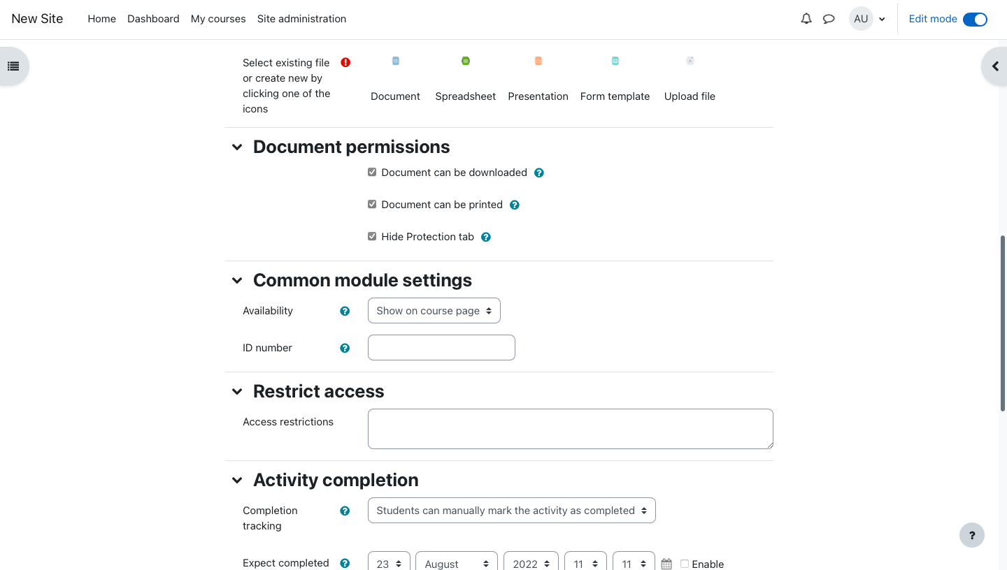 Cómo utilizar ONLYOFFICE Docs en Moodle 4.0