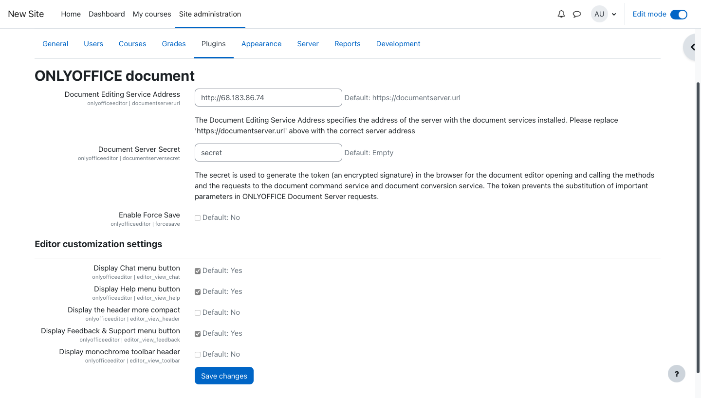 Cómo utilizar ONLYOFFICE Docs en Moodle 4.0