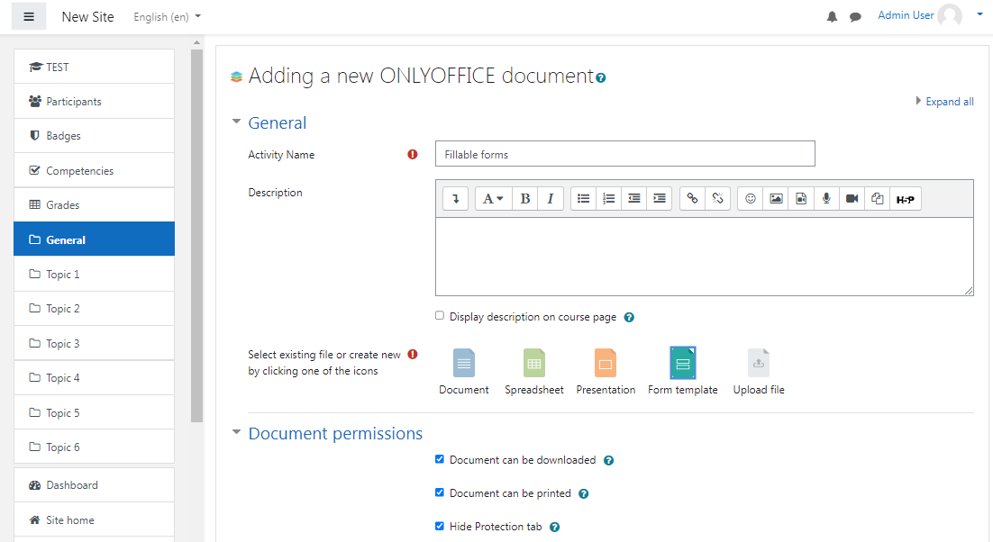 Conector de ONLYOFFICE v.2.2.0 para Moodle: formularios rellenables, personalización de la interfaz, modo de pantalla completa, menciones en los comentarios y más