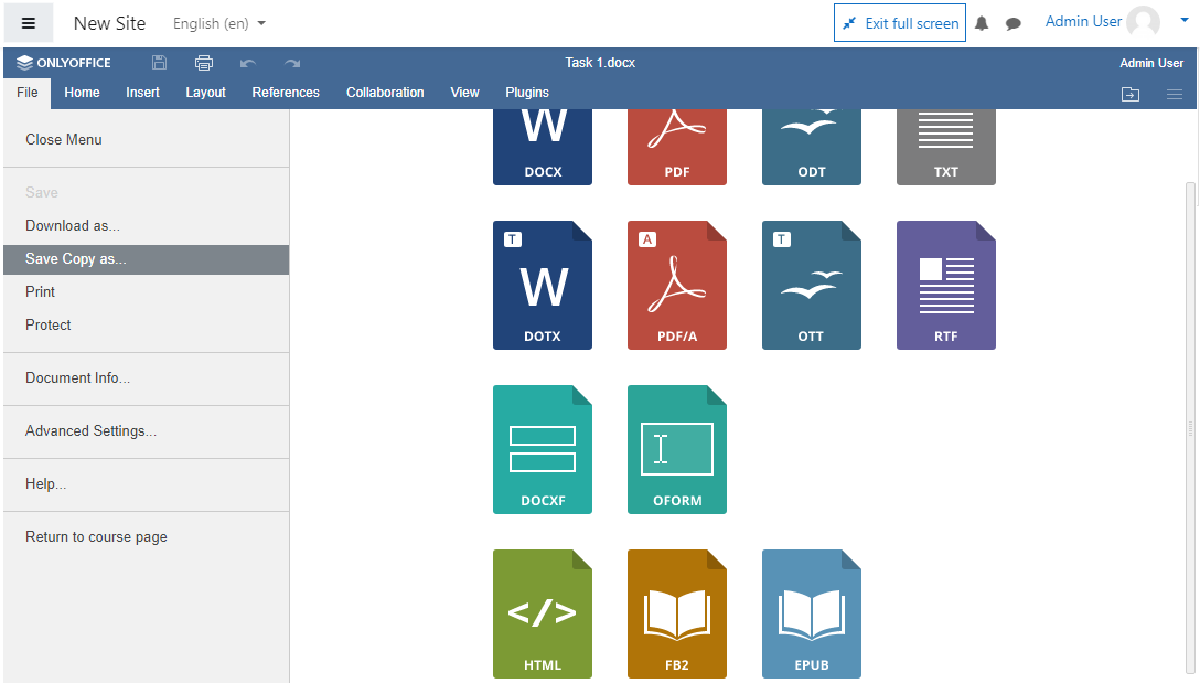 ONLYOFFICE connector v.2.2.0 for Moodle: fillable forms, interface customization, fullscreen mode, mentions in comments, and more