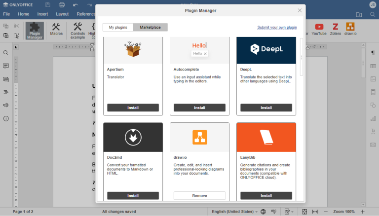 Como publicar seu próprio plugin no marketplace ONLYOFFICE