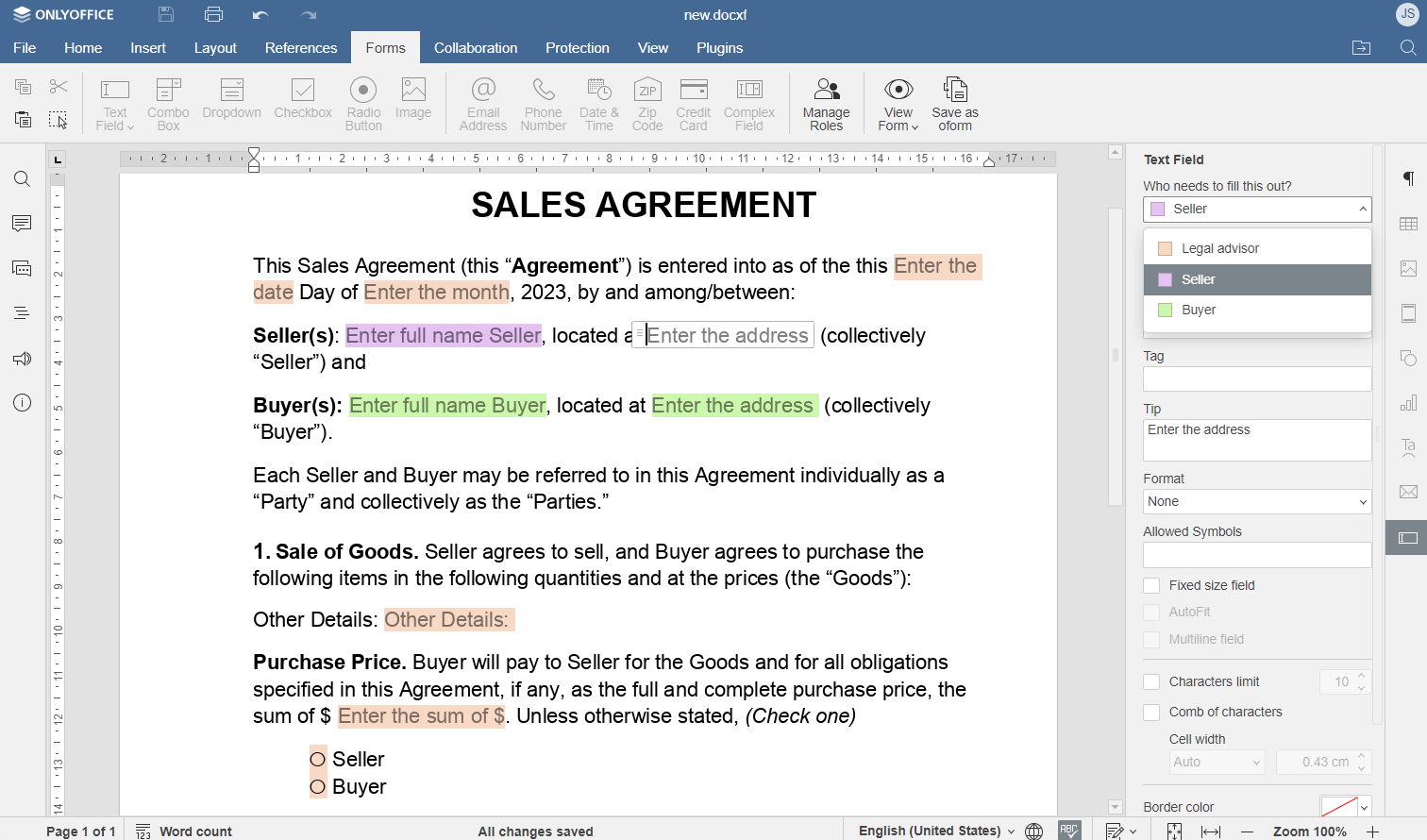 Cómo cambiaron los formularios de ONLYOFFICE a lo largo del año: campos y configuraciones, roles de destinatario, biblioteca gratuita