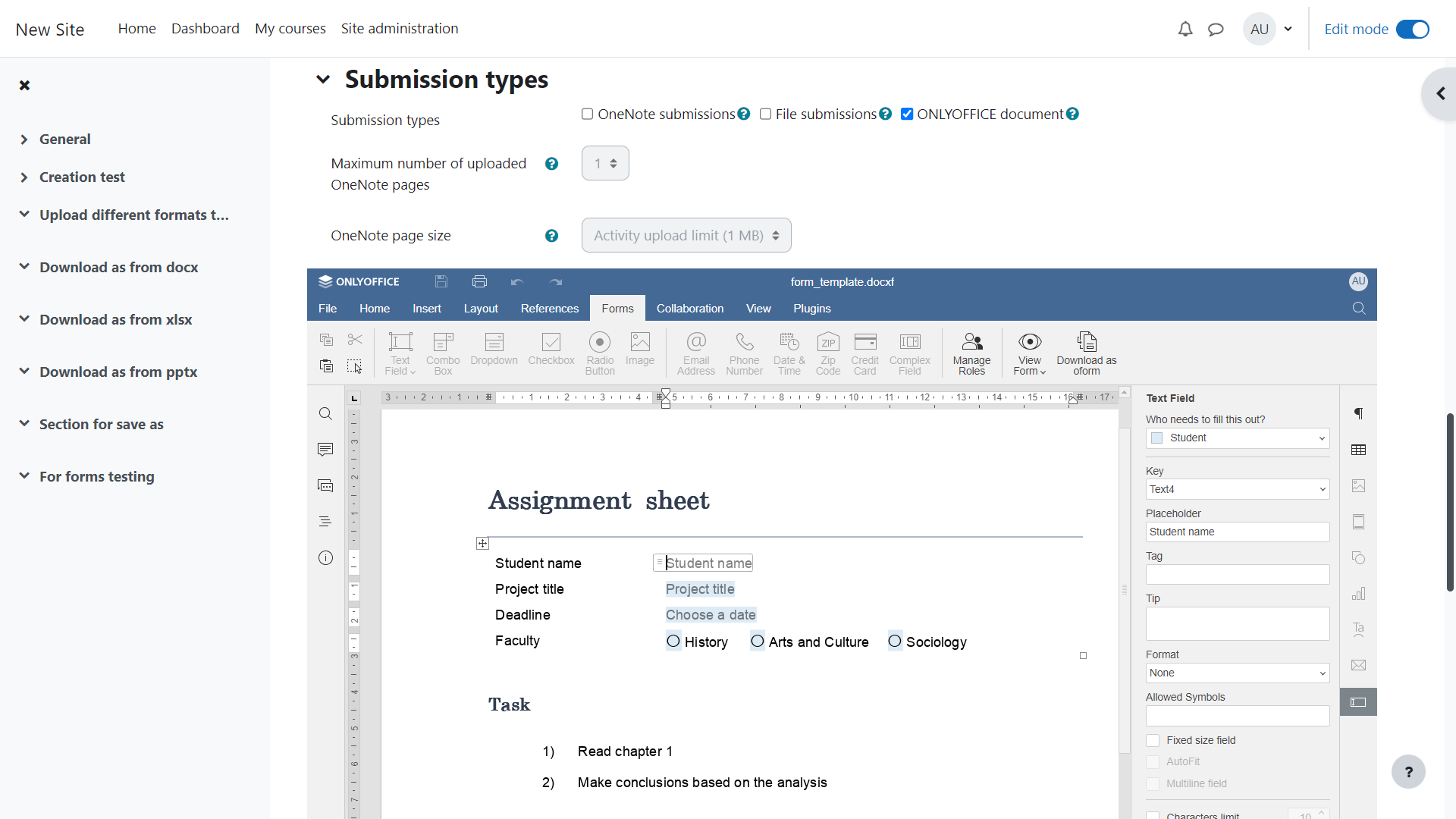 Moodle connector 4.1.0 with form submissions in assignments and ability to change JWT header