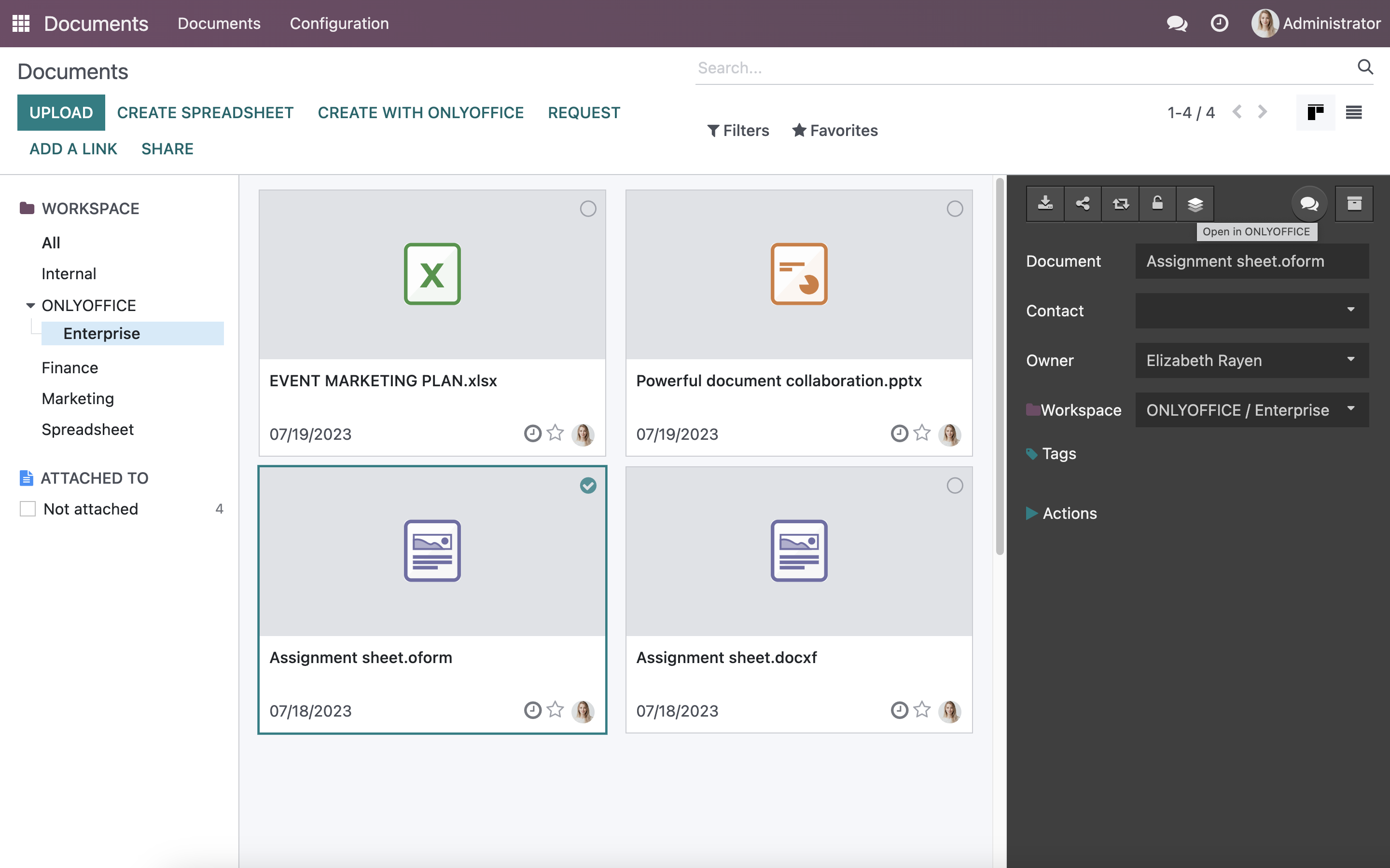 El conector de ONLYOFFICE ya está disponible para Odoo Enterprise