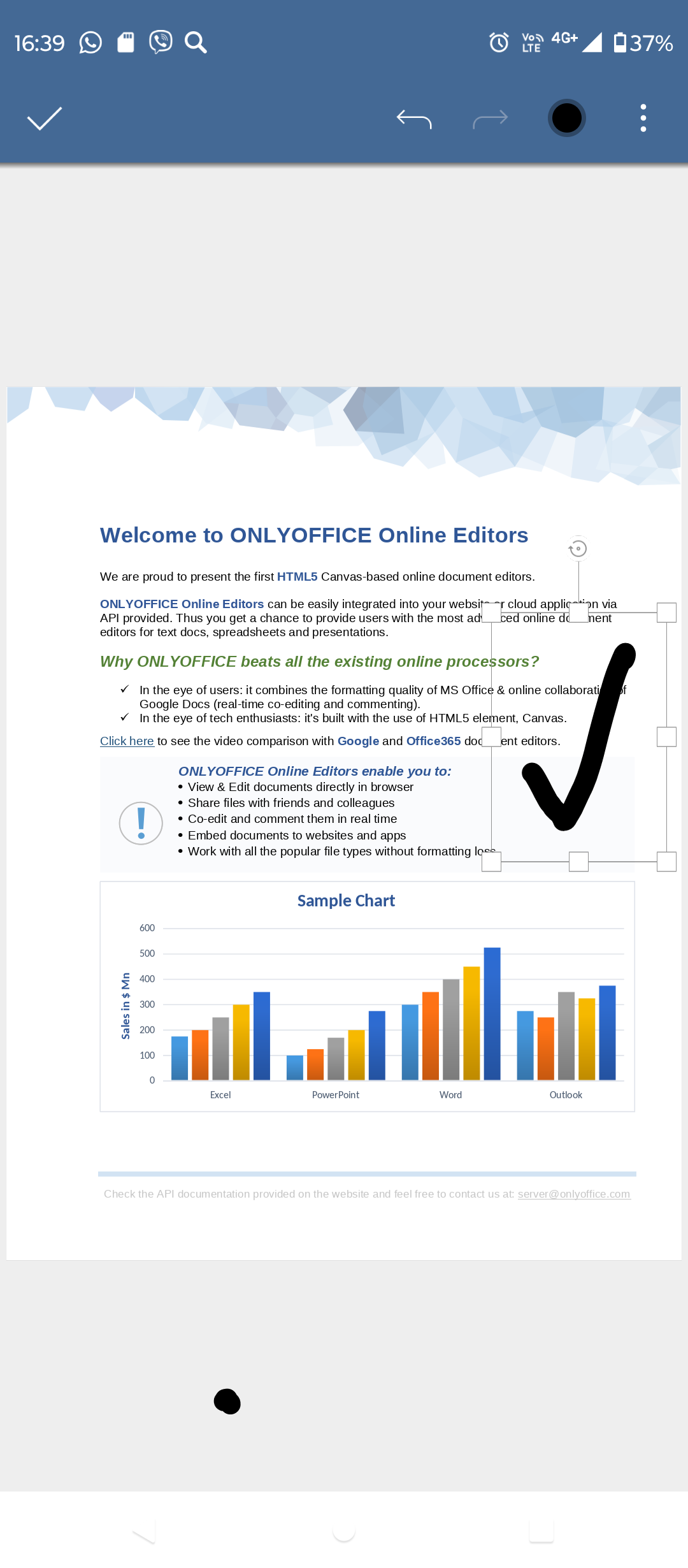 ONLYOFFICE Documents 7.5 para Android com edição colaborativa