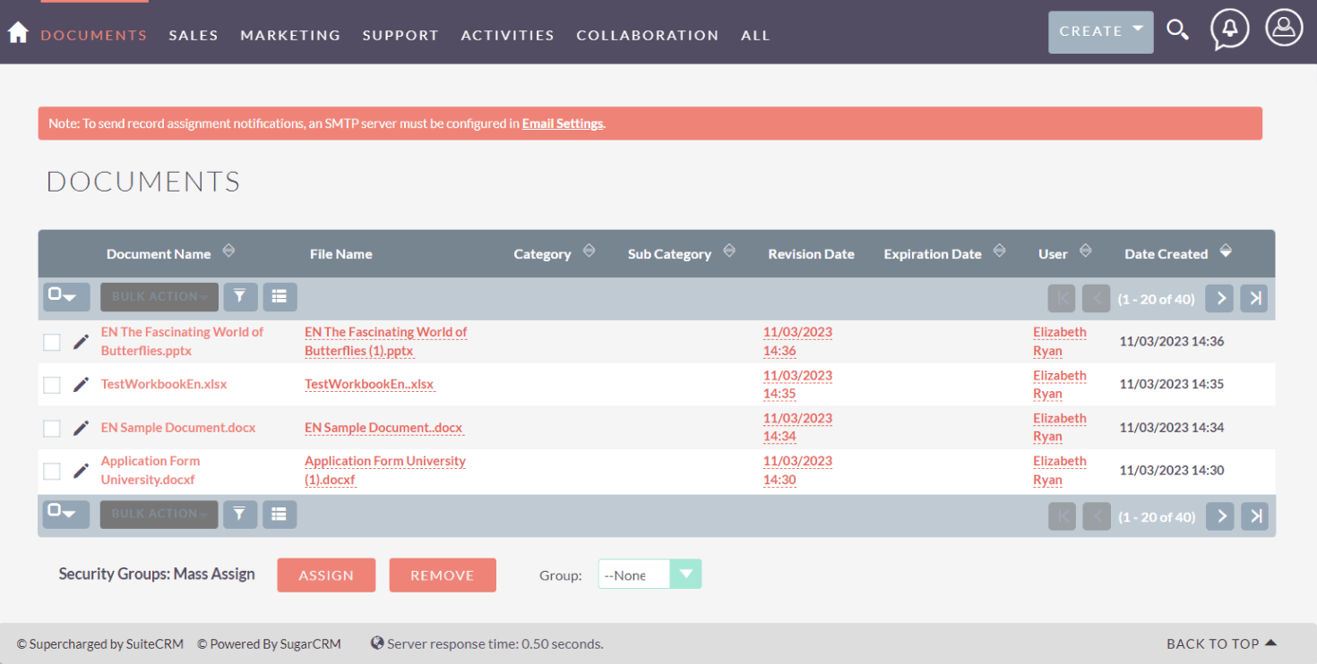 O conector ONLYOFFICE para SuiteCRM está disponível