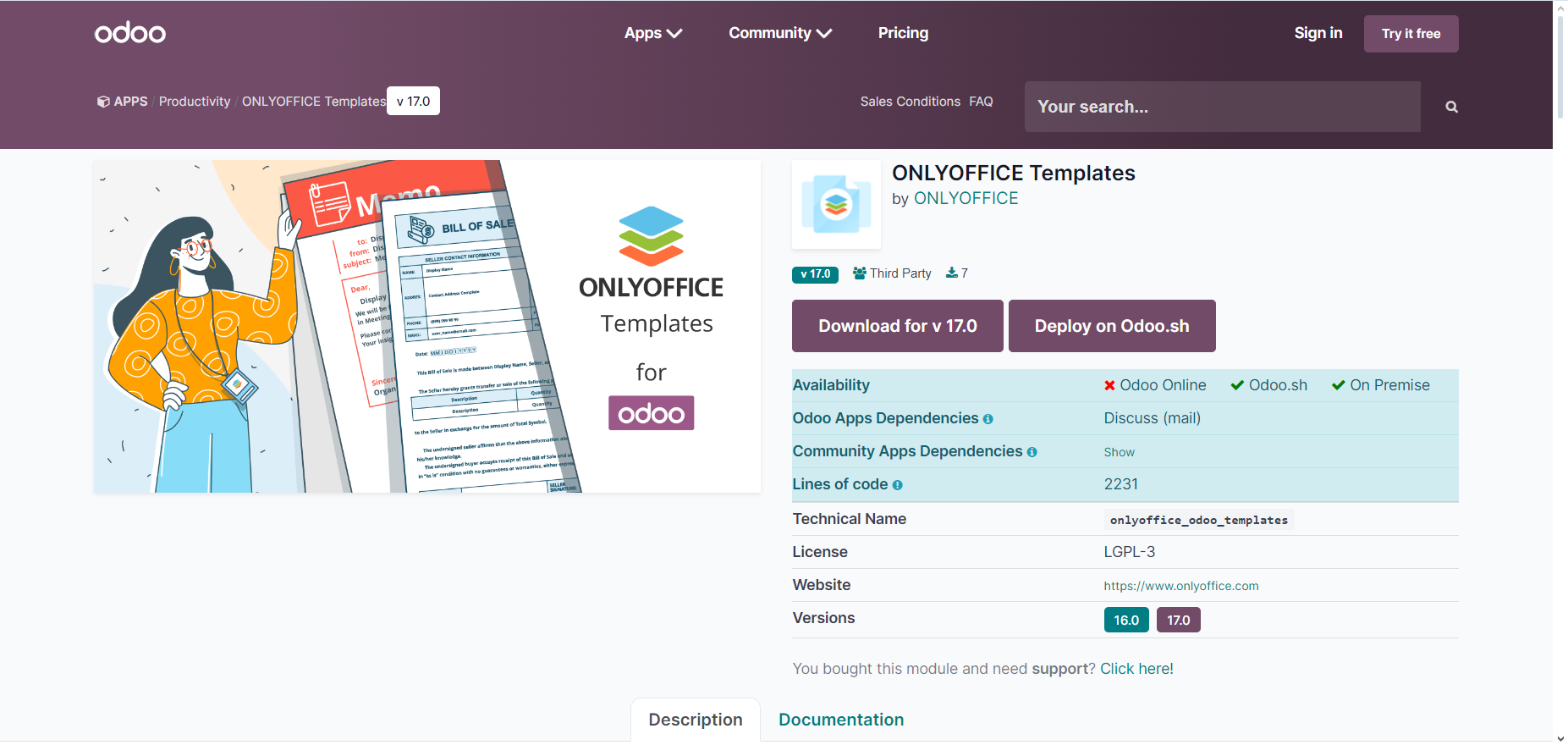 Trabalhe com modelos de formulários preenchíveis no Odoo usando o novo aplicativo ONLYOFFICE Templates