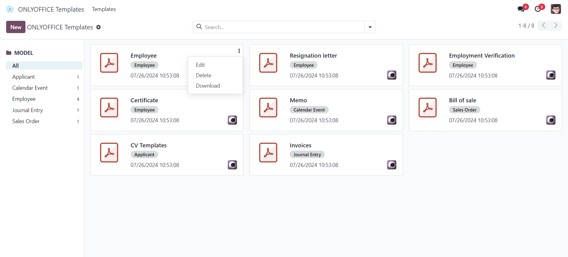 Trabaja con plantillas de formularios rellenables en Odoo usando la nueva aplicación ONLYOFFICE Templates