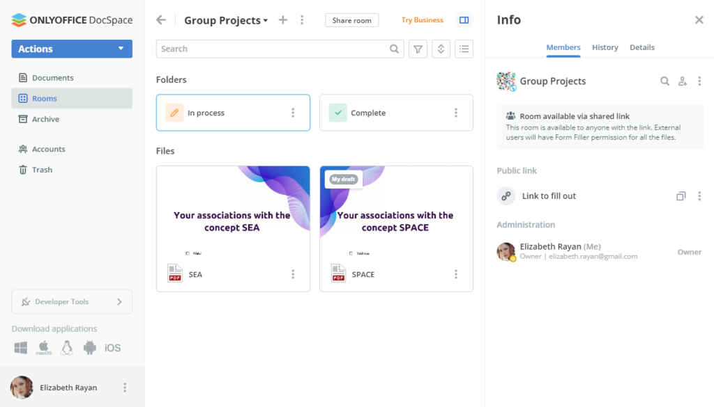 How to use form filling rooms in ONLYOFFICE DocSpace
