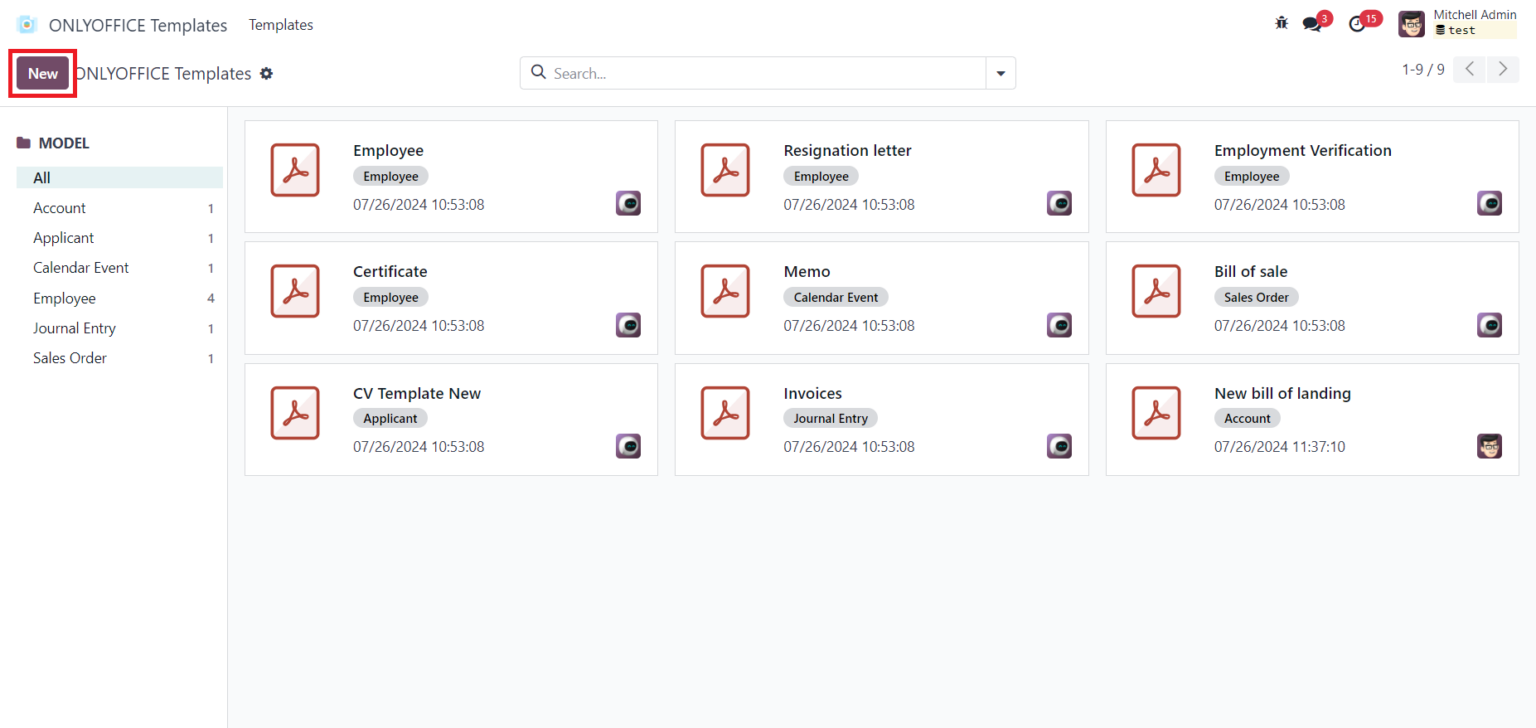 How to create a new ONLYOFFICE form template for Odoo