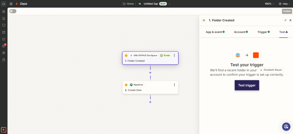 ONLYOFFICE DocSpace and Pipedrive integration using Zaps
