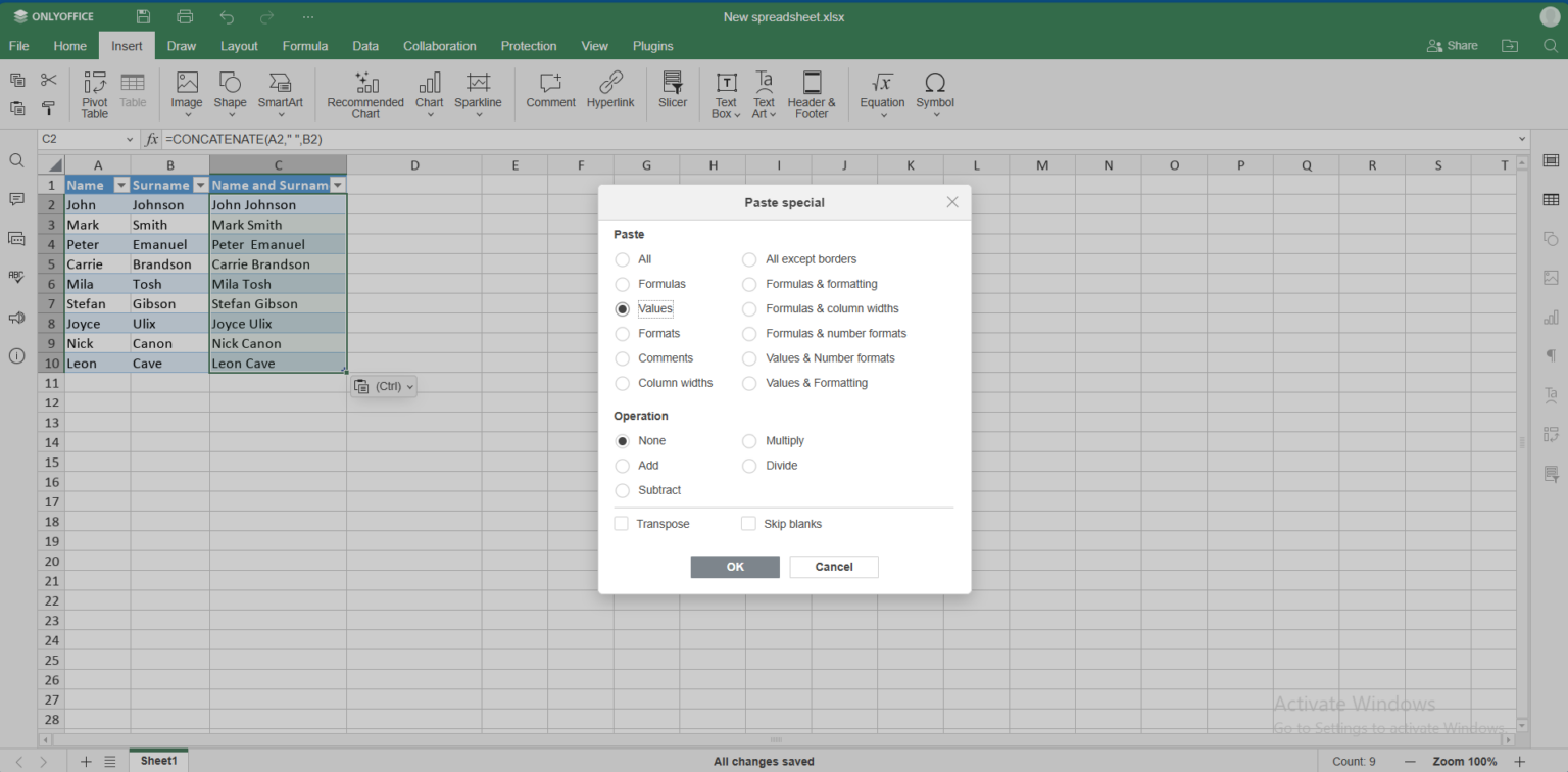 How to merge two columns in Excel sheet | ONLYOFFICE Blog