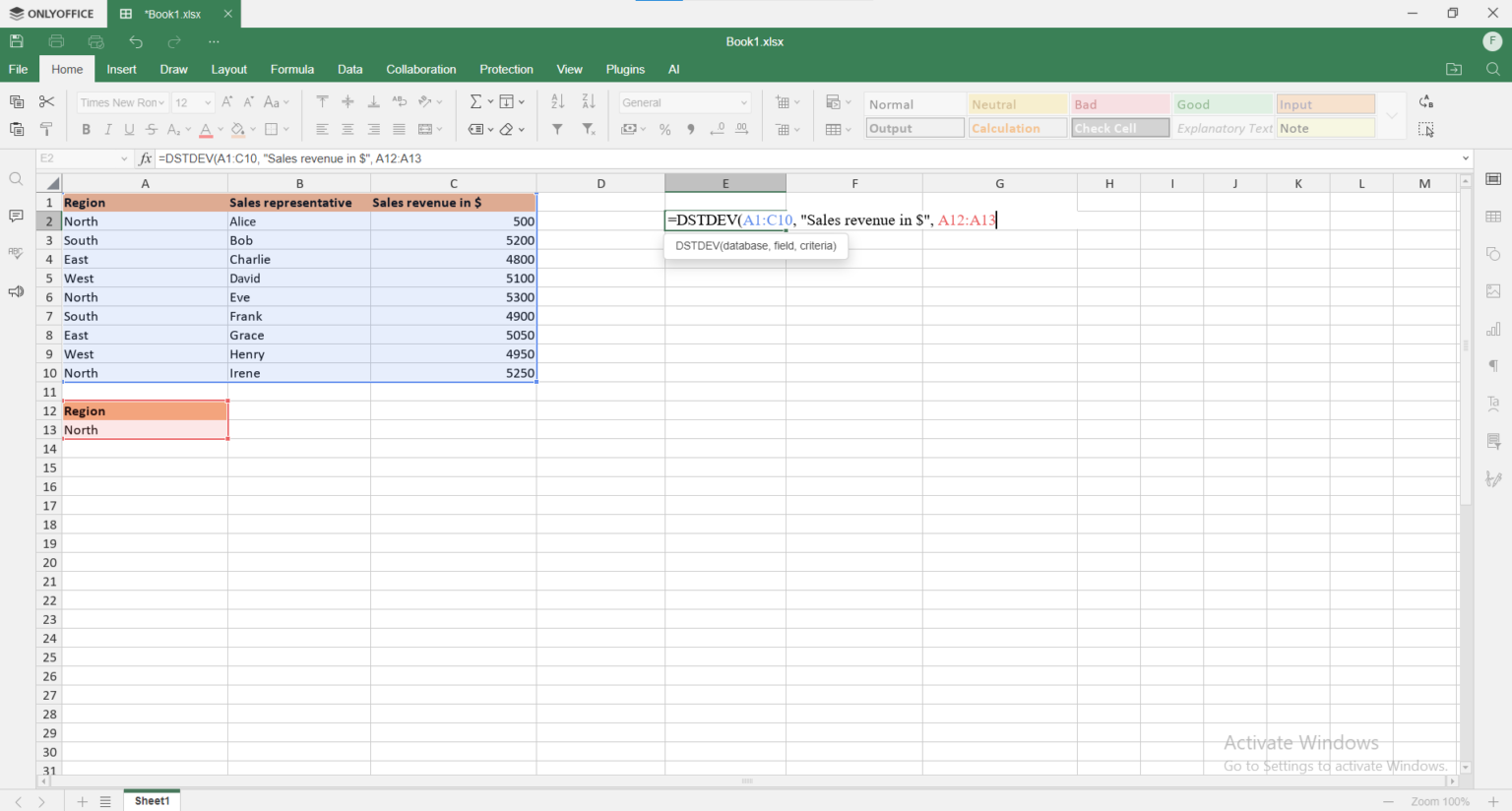 Come trovare la deviazione standard in un foglio excel
