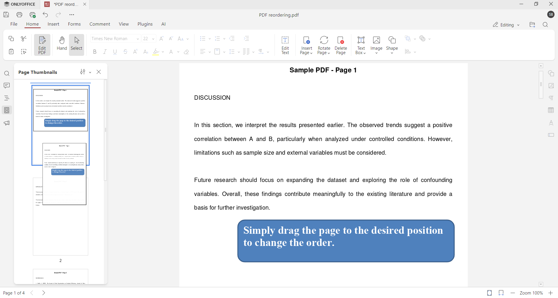 How to rearrange PDF pages