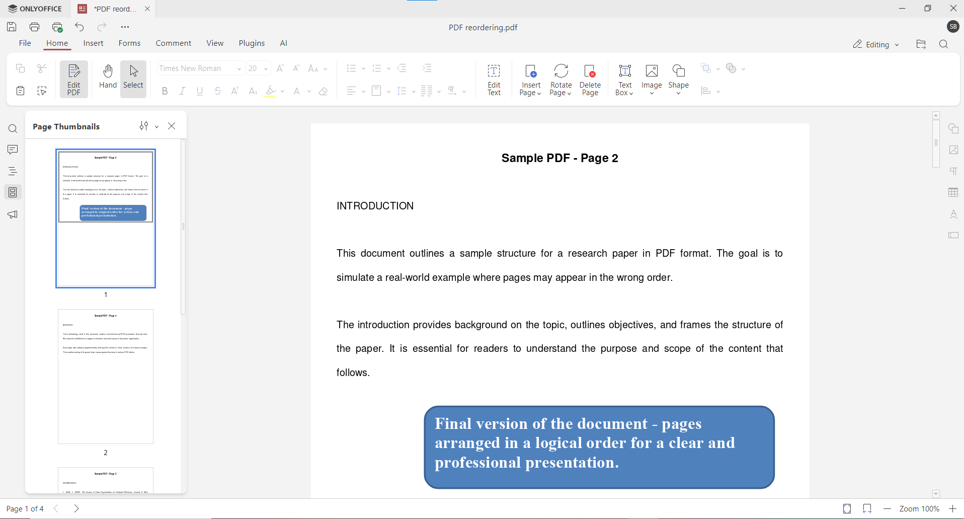 How to rearrange PDF pages