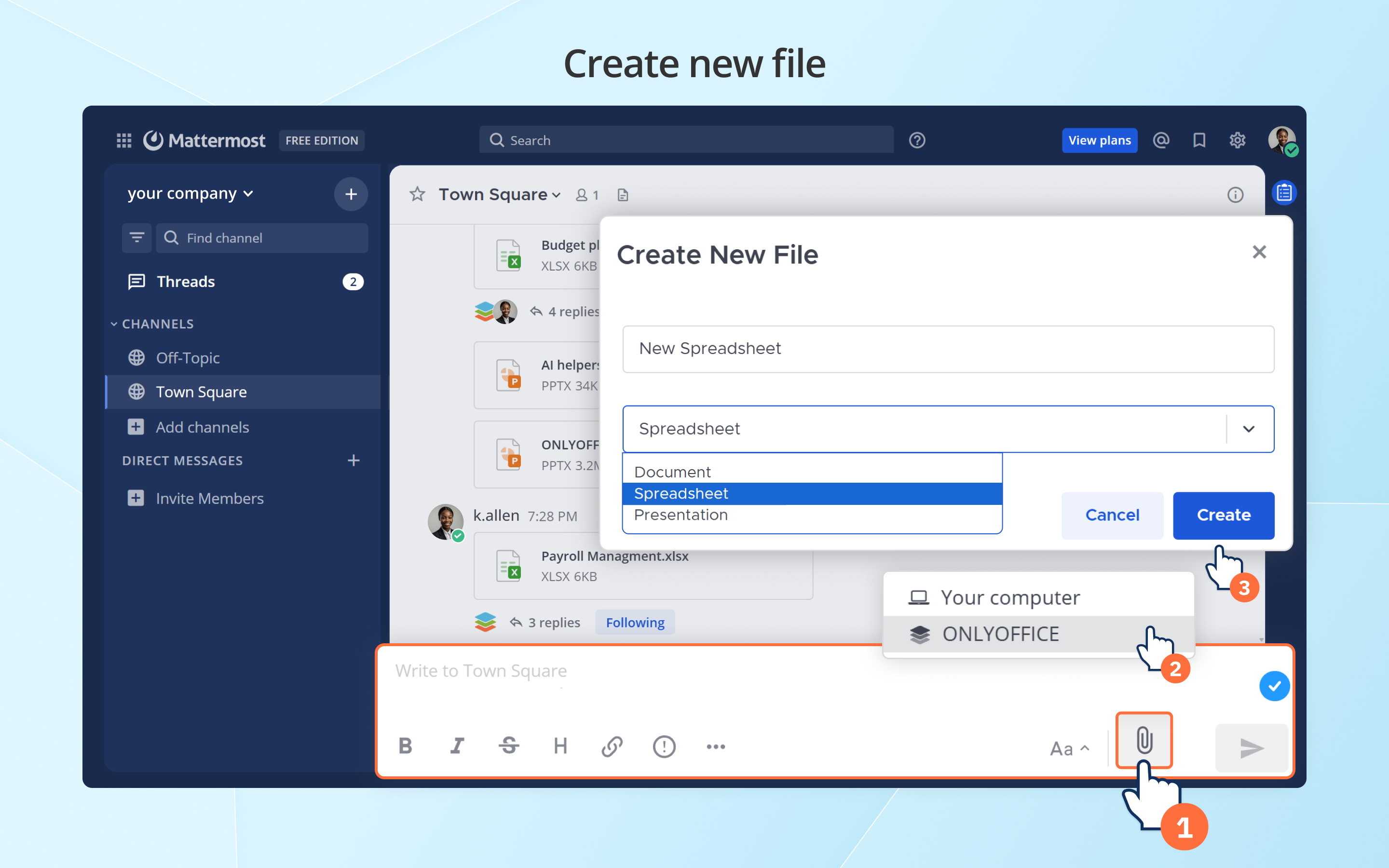 ONLYOFFICE app v2.0 for Mattermost: enhanced file format support, document creation, demo server, and more