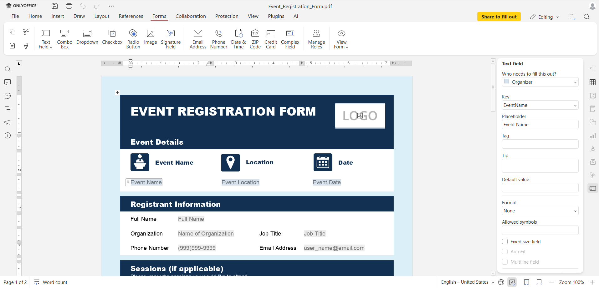 ONLYOFFICE connector for Drupal: create, edit, and publish PDF forms and manage submissions