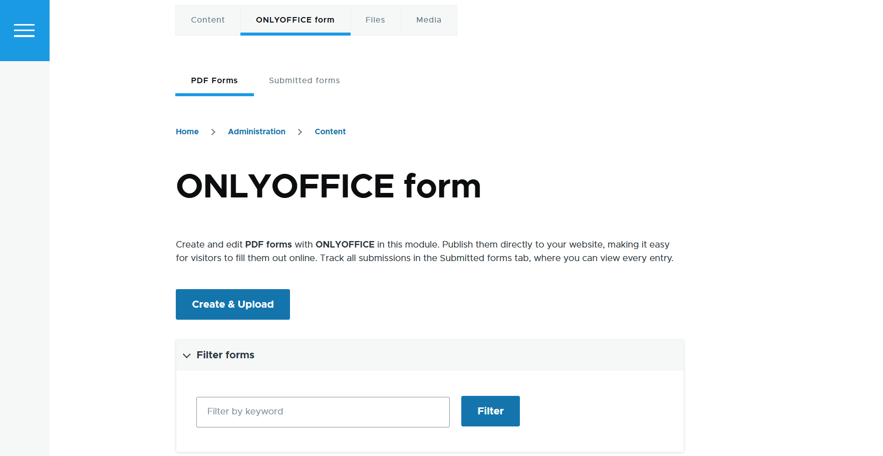 ONLYOFFICE connector for Drupal: create, edit, and publish PDF forms and manage submissions