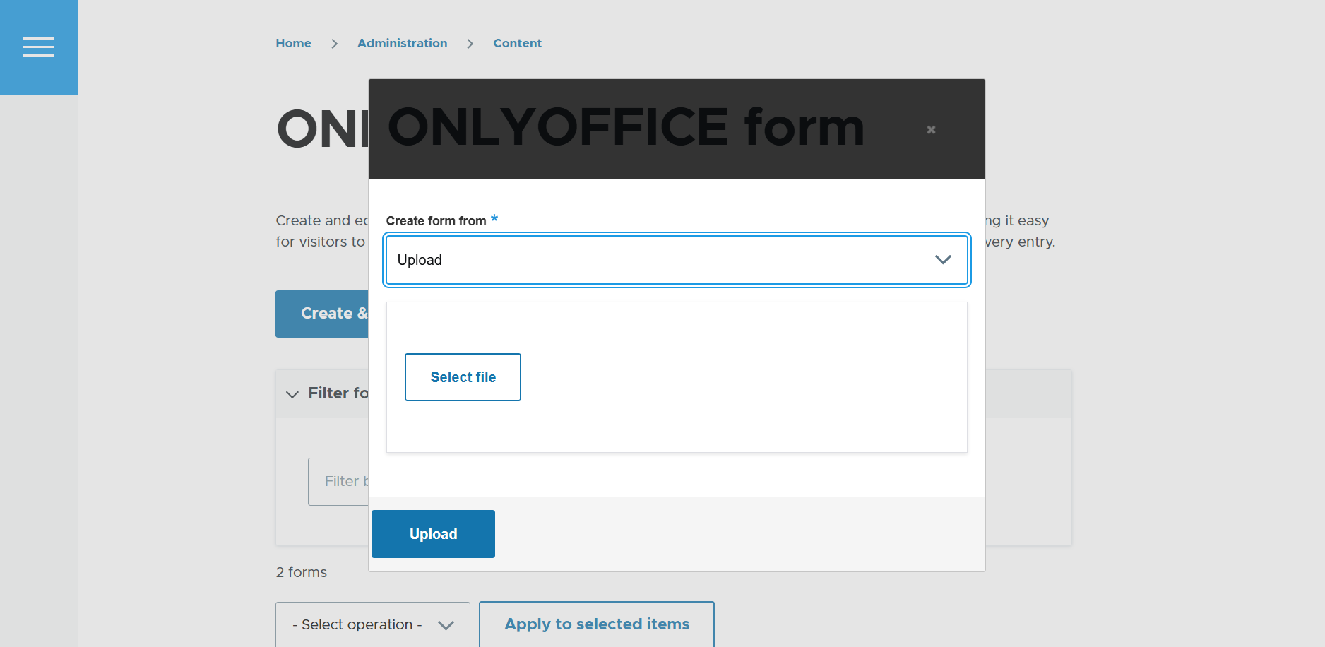 ONLYOFFICE connector for Drupal: create, edit, and publish PDF forms and manage submissions