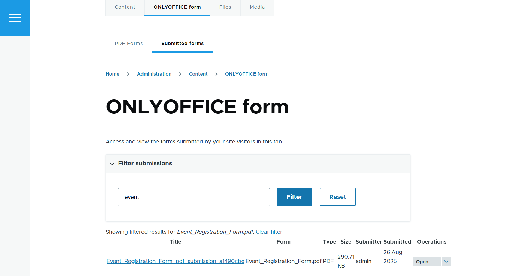 ONLYOFFICE connector for Drupal: create, edit, and publish PDF forms and manage submissions