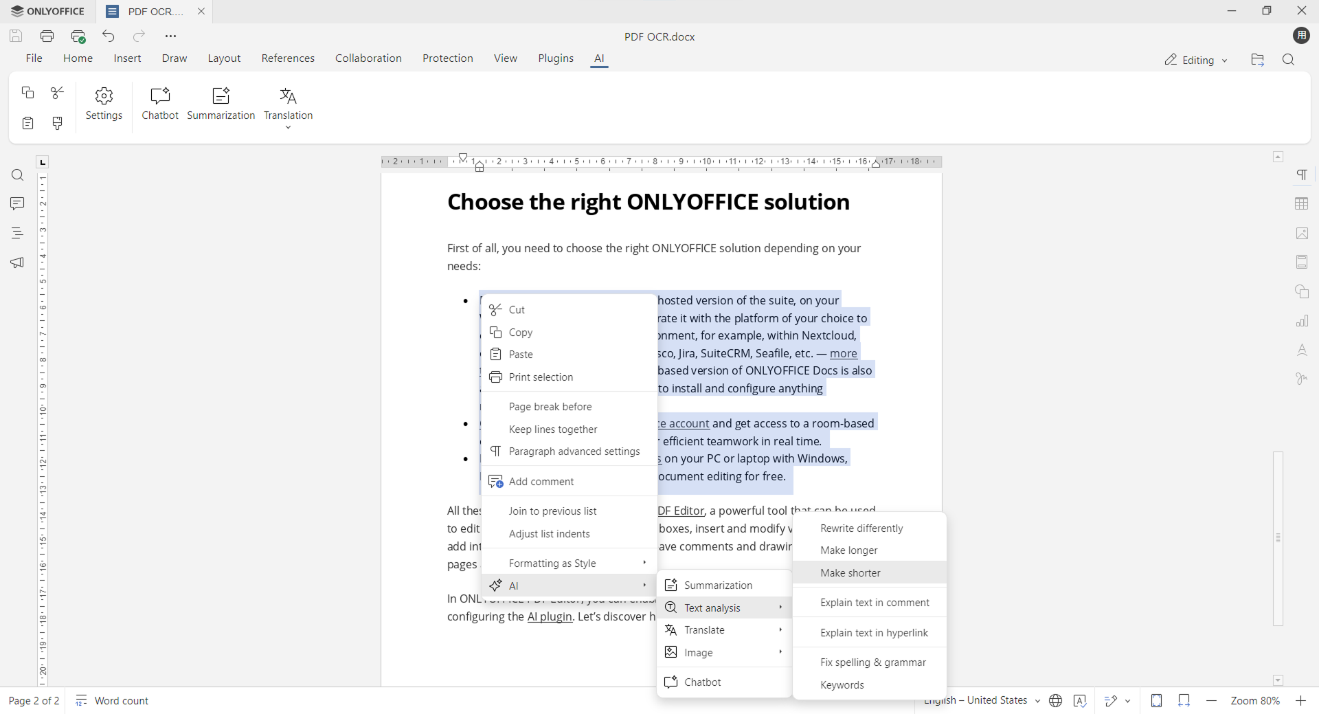 How to connect Zhipu AI to ONLYOFFICE AI plugin