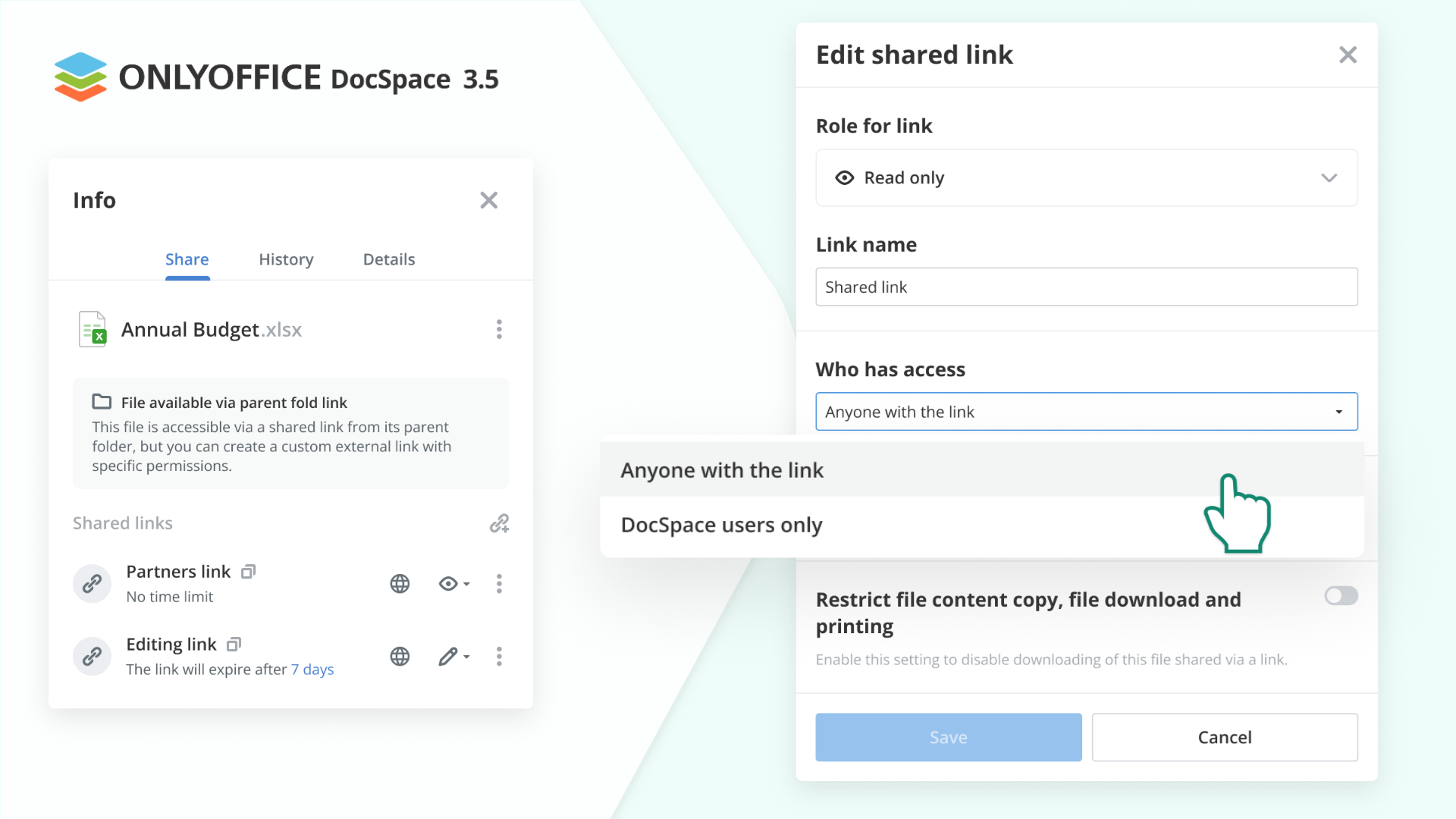 Meet ONLYOFFICE DocSpace 3.5 with the upgraded editors, streamlined sharing, improved file and room management, and more
