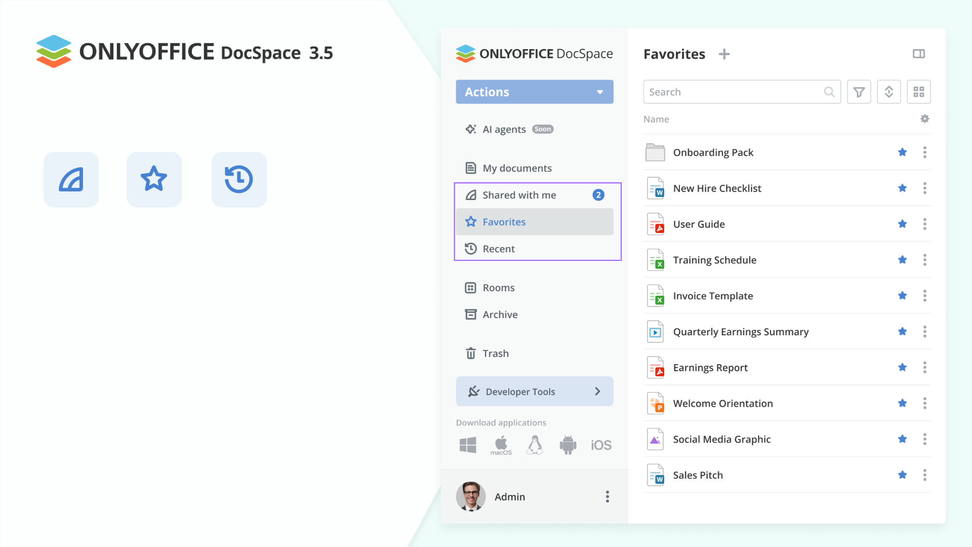 Meet ONLYOFFICE DocSpace 3.5 with the upgraded editors, streamlined sharing, improved file and room management, and more