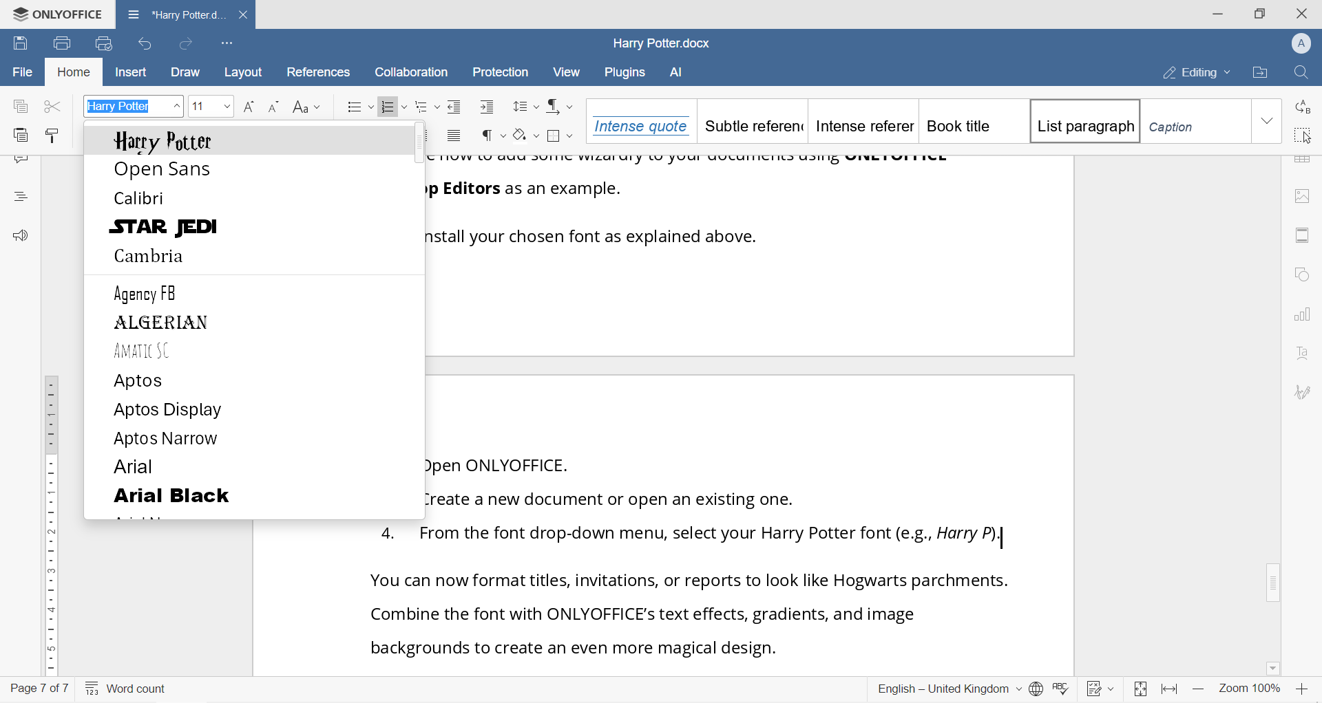 Harry Potter font: where to find and how to use
