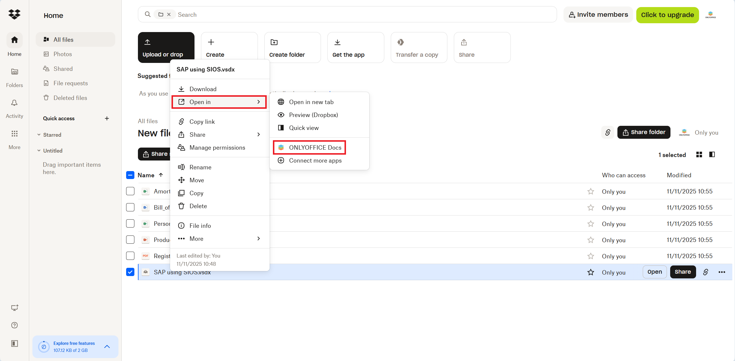 ONLYOFFICE app 1.1.1 for Dropbox released: new supported file formats and compatibility with team folders