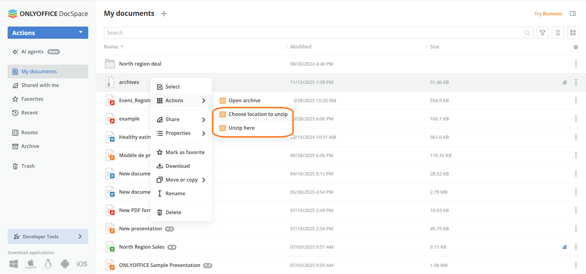 Nuevo plugin ZipArchives para ONLYOFFICE DocSpace: abre y extrae archivos ZIP