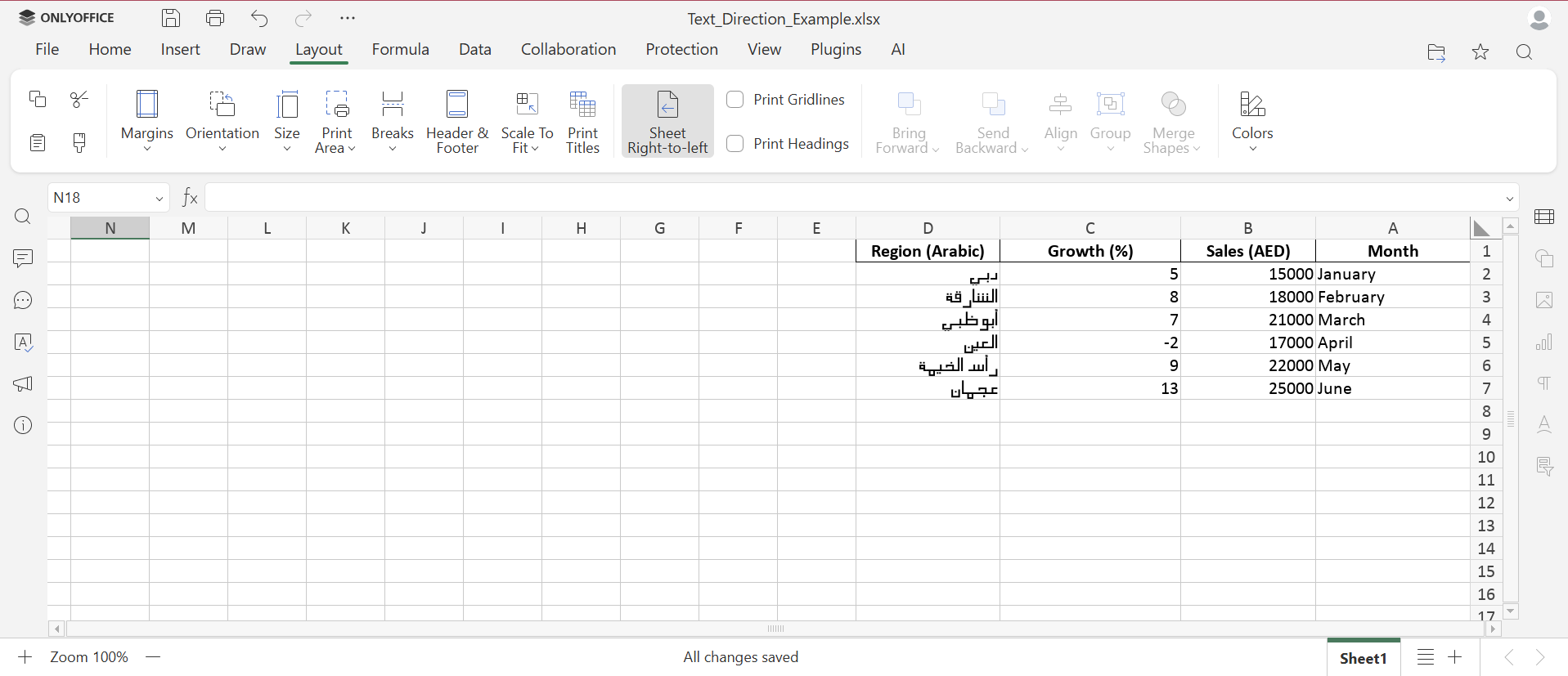 How to change text direction in Excel (rotate or RTL)