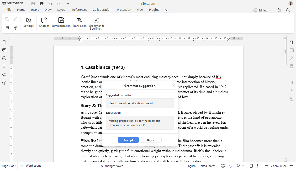 ONLYOFFICE Docs 9.2 released: AI-powered spell and grammar checks, customizable hotkeys, macro recording, and more