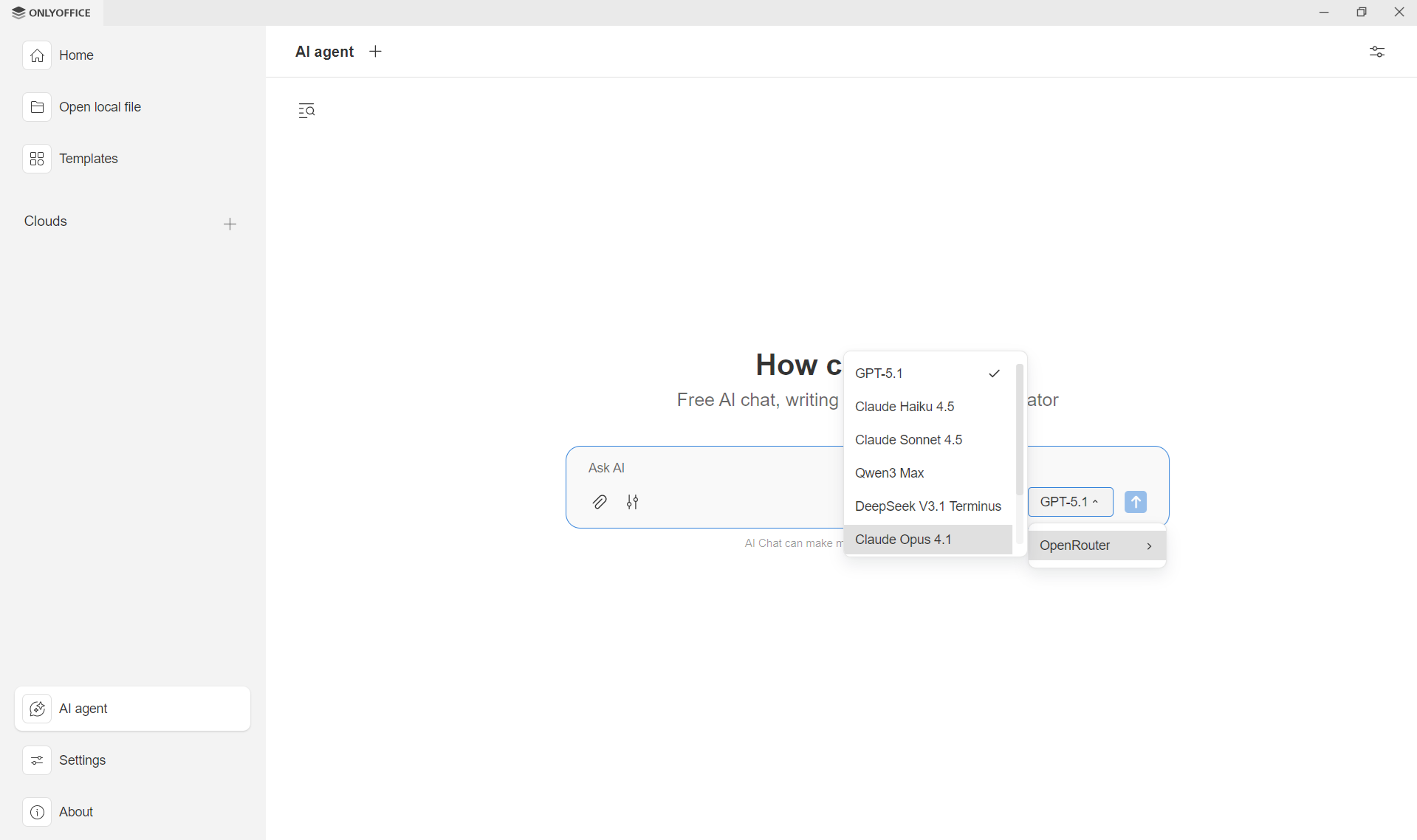 كيفية ربط OpenRouter بـ ONLYOFFICE