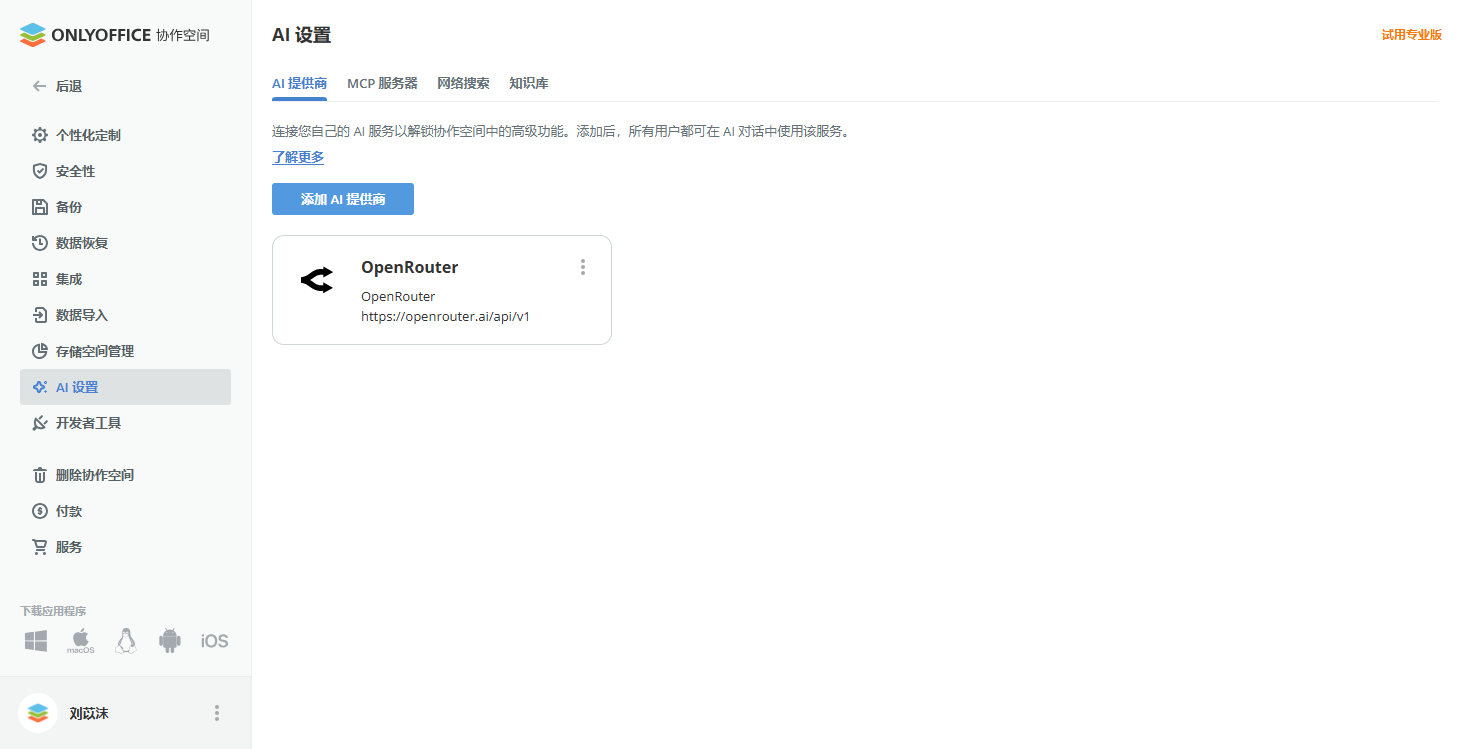 如何将 OpenRouter 连接到 ONLYOFFICE