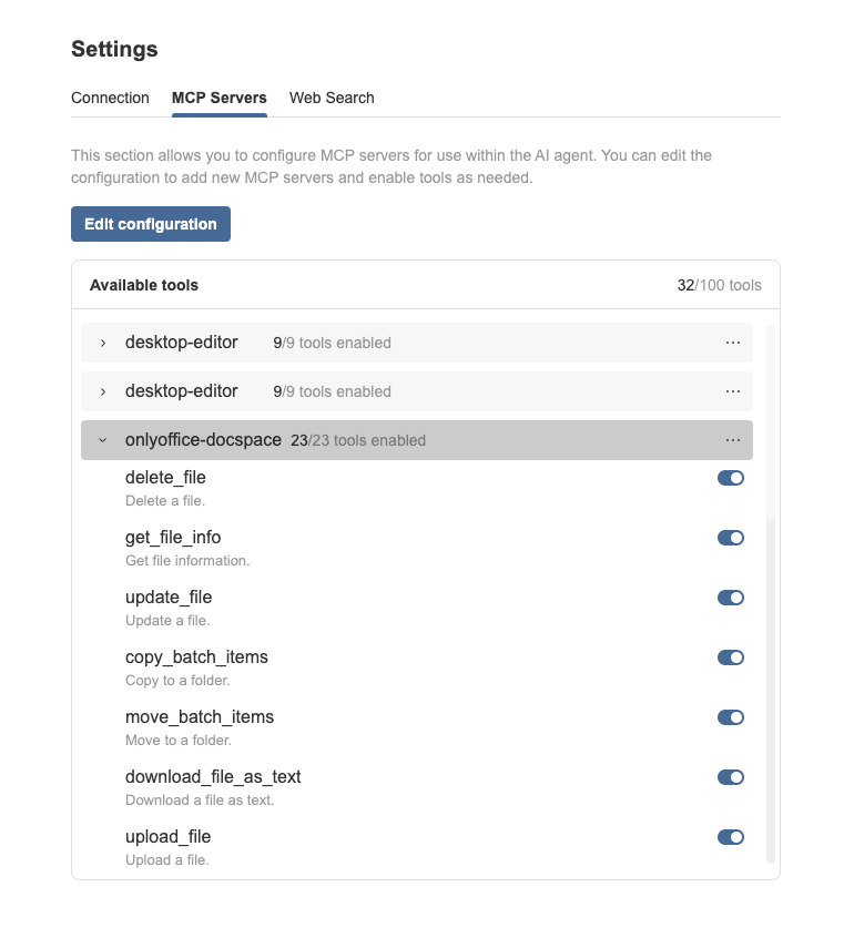 How to сonnect the ONLYOFFICE DocSpace MCP Server to Desktop Editors