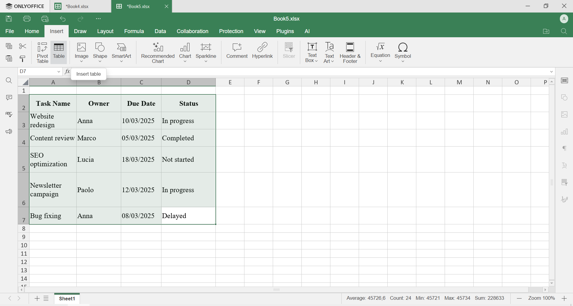 Excel table design explained