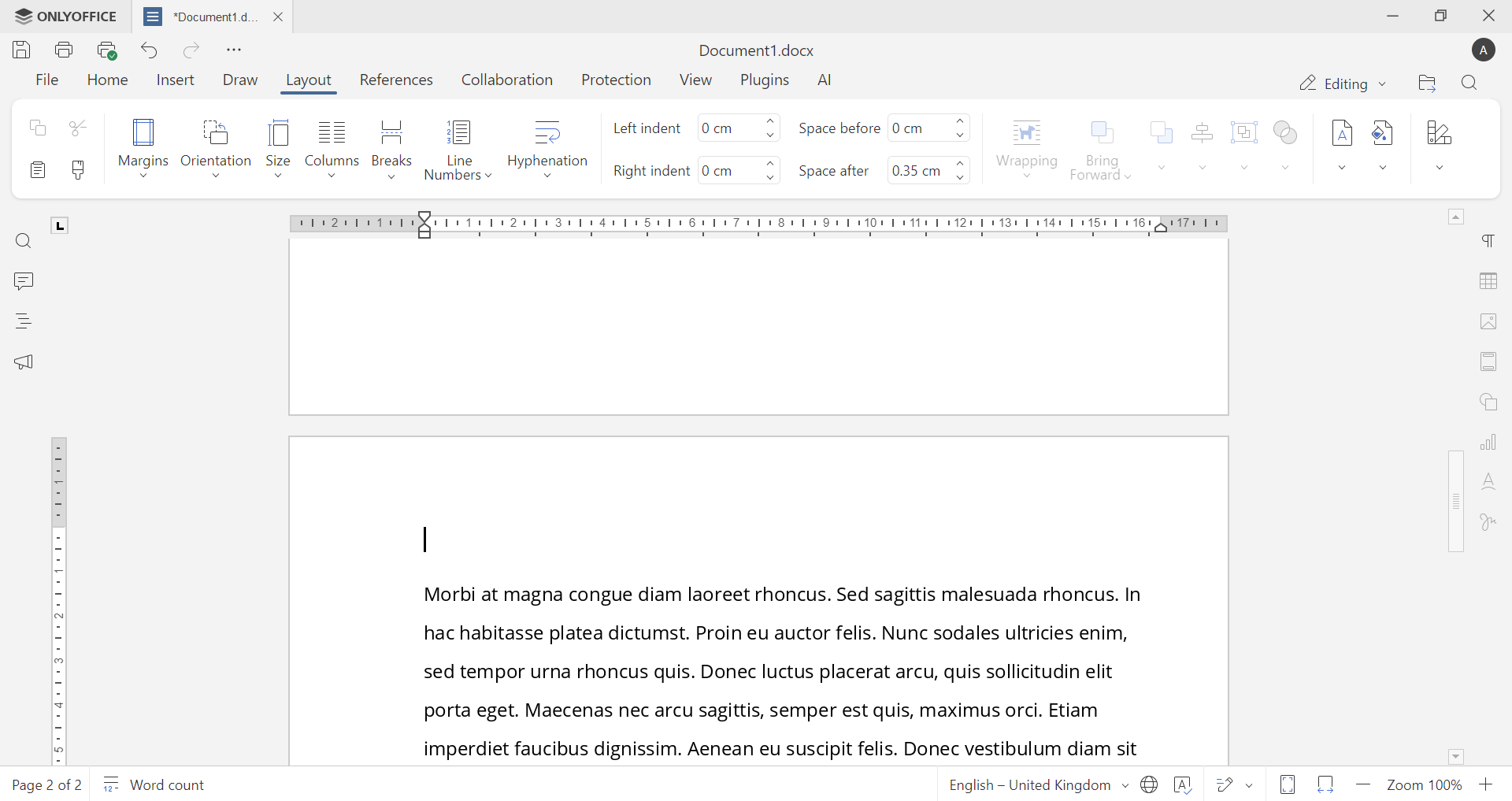 How to add and delete a section break in a Word file
