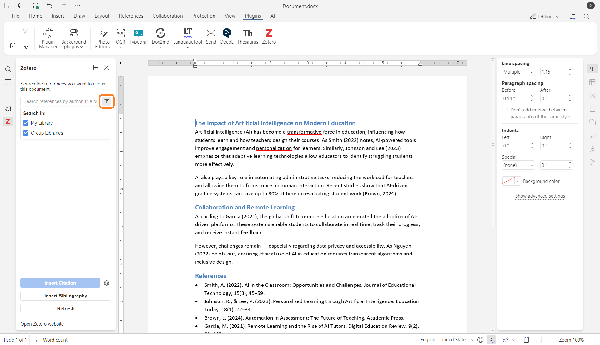Zotero plugin for ONLYOFFICE updated: improved interface, flexible citations, and more