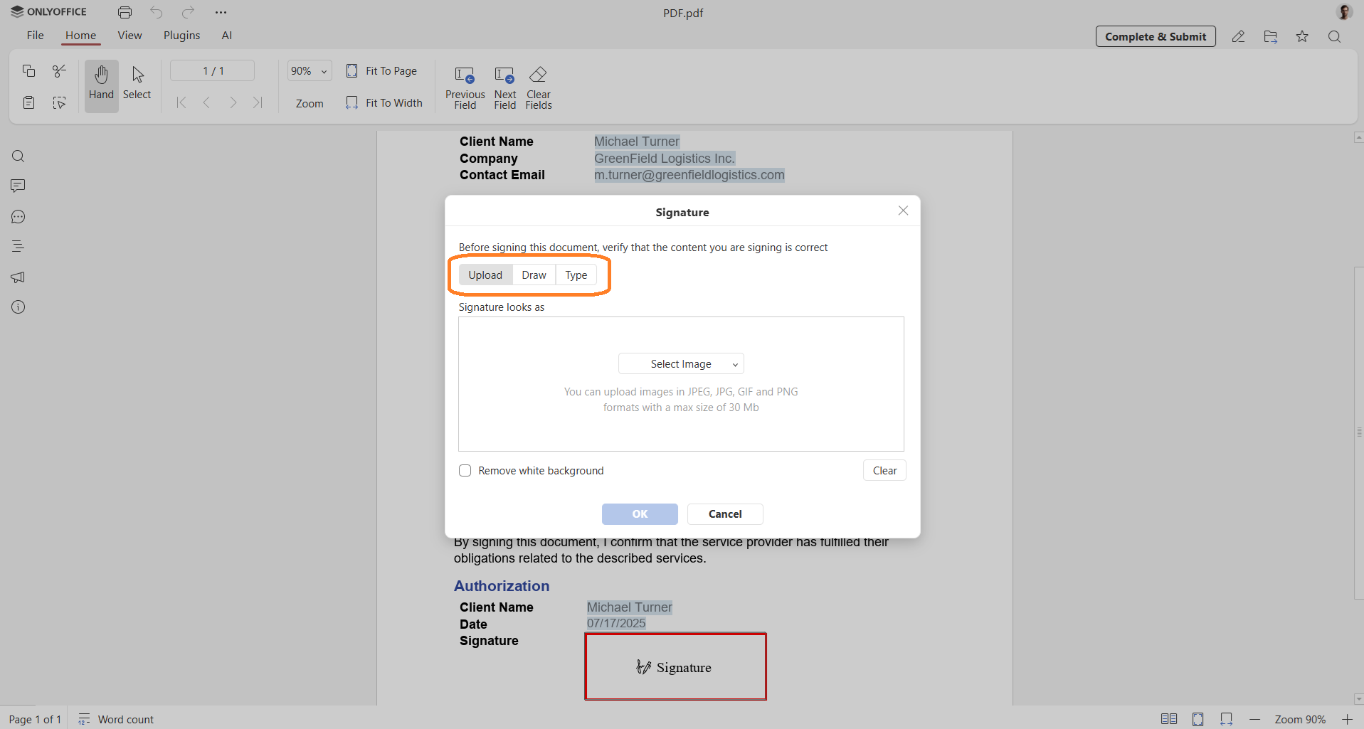 How to sign PDF form