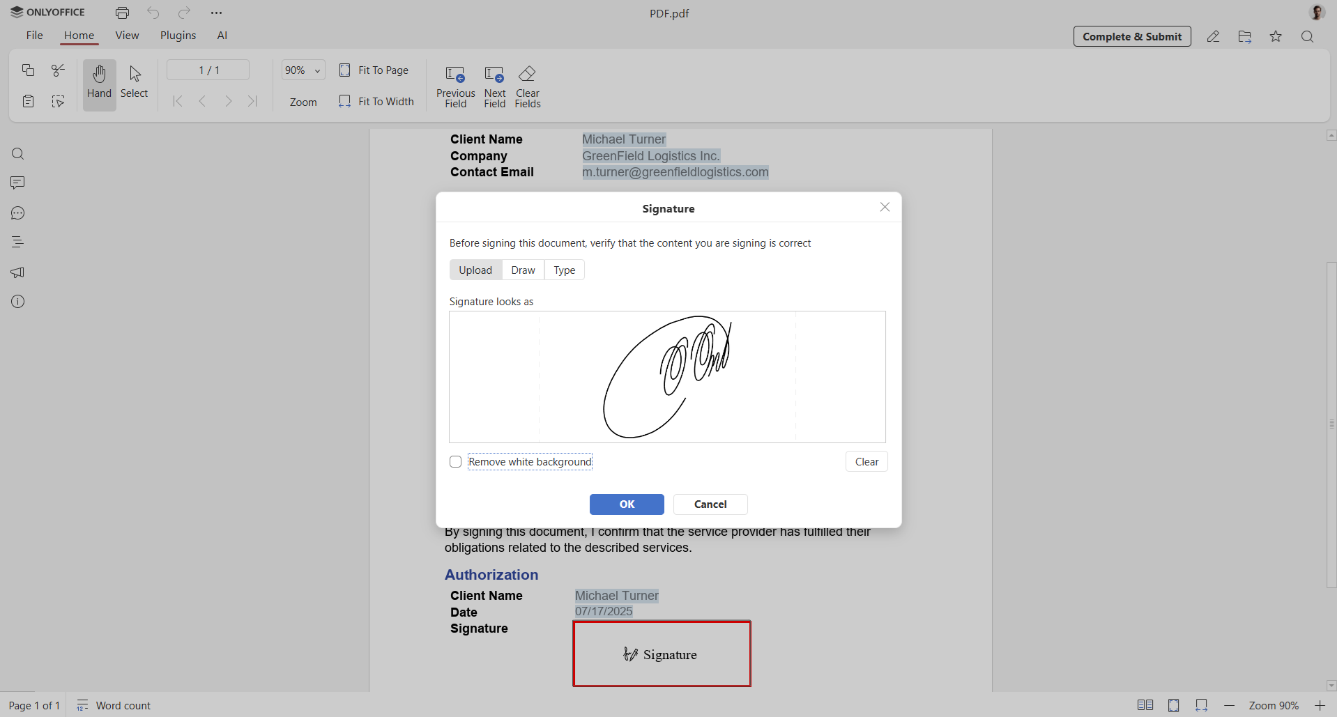 How to sign PDF form