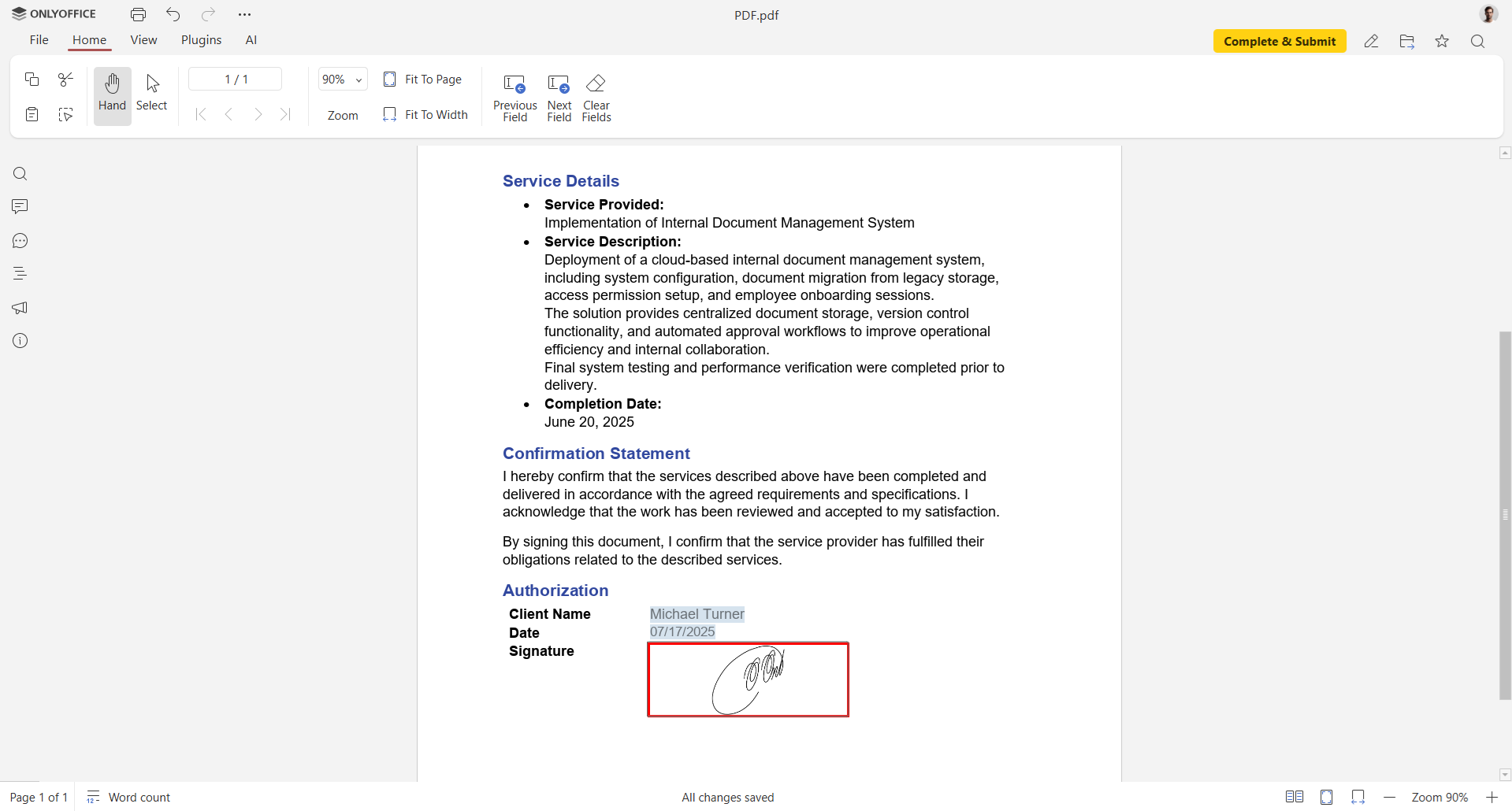 How to sign PDF form