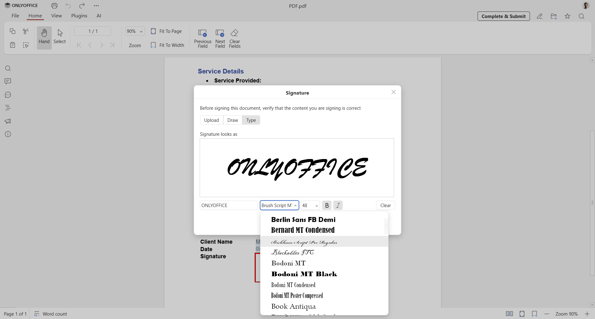 How to sign PDF form